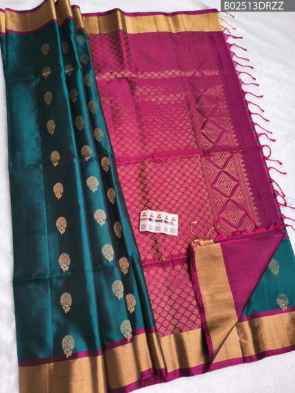 Kanchipuram Pure Silk Saree ? Olive Green with Antique Gold Zari
