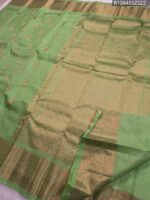 Light Green Soft Silk Saree with Traditional Golden Zari Weaving - Image 3