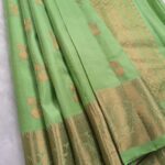 Light Green Soft Silk Saree with Traditional Golden Zari Weaving
