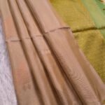 Elegant Golden Beige Pure Silk Saree with Rich Green Pallu