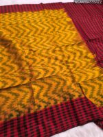 Elegant Yellow and Red Pure Silk Saree with Checked Pallu - Image 2