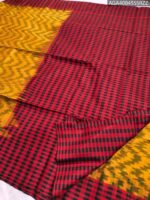 Elegant Yellow and Red Pure Silk Saree with Checked Pallu - Image 3