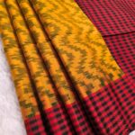Elegant Yellow and Red Pure Silk Saree with Checked Pallu