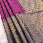 Elegant Grey and Purple Pure Silk Saree with Rich Zari Border and Pallu