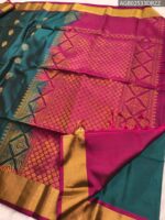 Elegant Teal Silk Saree with Rich Magenta Pallu and Intricate Border - Image 3