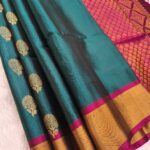Elegant Teal Silk Saree with Rich Magenta Pallu and Intricate Border