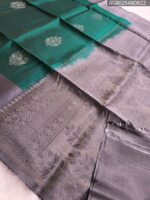 Elegant Green Silk Saree with Silver Border and Intricate Pallu - Image 3