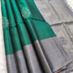 Elegant Green Silk Saree with Silver Border and Intricate Pallu