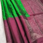 Elegant Plum and Green Pure Silk Saree with Intricate Pallu Design