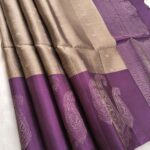 Elegant Beige and Purple Silk Saree with Intricate Paisley Border and Rich Pallu