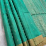 Elegant Turquoise Silk Saree with Golden Zari Border and Rich Pallu