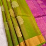 Elegant Green Silk Saree with Gold Border and Rich Pink Pallu