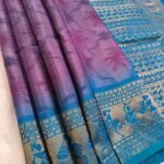 Elegant Purple and Blue Silk Saree with Rich Zari Border