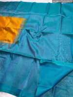 Elegant Teal and Gold Pure Silk Saree with Floral Pallu - Image 3
