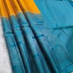 Elegant Teal and Gold Pure Silk Saree with Floral Pallu