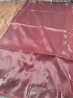 Elegant Beige Soft Silk Saree with Silver Zari Border and Pink Pallu - Image 3