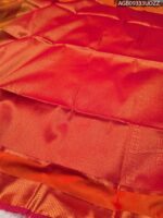 Elegant Orange Soft Silk Saree with Rich Red Border and Paisley Pallu - Image 3