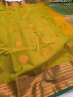 Elegant Green Soft Silk Saree with Rich Zari Border and Pallu - Image 2
