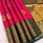 Elegant Pink and Green Soft Silk Saree with Rich Zari Border and Intricate Pallu Design