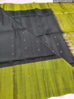 Elegant Black and Green Silk Saree with Rich Zari Border and Pallu - Image 2