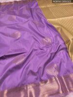 Elegant Lavender Soft Silk Saree with Gold Zari Border and Rich Pallu - Image 2