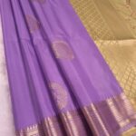 Elegant Lavender Soft Silk Saree with Gold Zari Border and Rich Pallu