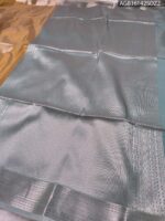 Elegant Mustard Soft Silk Saree with Silver Zari Border and Pallu - Image 3