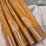 Elegant Mustard Soft Silk Saree with Silver Zari Border and Pallu