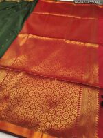 Elegant Green Soft Silk Saree with Rich Red Pallu and Intricate Border - Image 3