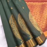 Elegant Green Soft Silk Saree with Rich Red Pallu and Intricate Border