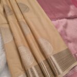 Elegant Beige Soft Silk Saree with Rich Pink Pallu and Intricate Border