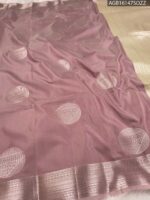 Lavender Soft Silk Saree with Rich Zari Border and Cream Pallu - Image 2
