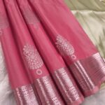 Elegant Pink Soft Silk Saree with Silver Zari Border
