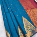 Elegant Teal Blue Soft Silk Saree with Rich Maroon Pallu and Zari Border