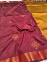 Maroon Soft Silk Saree with Rich Zari Border and Golden Pallu - Image 2