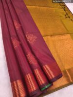 Maroon Soft Silk Saree with Rich Zari Border and Golden Pallu