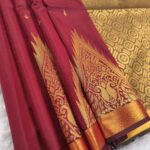 Maroon Soft Silk Saree with Rich Golden Border and Intricate Pallu