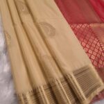 Elegant Cream and Red Soft Silk Saree with Rich Zari Border