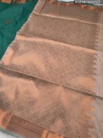 Elegant Teal Soft Silk Saree with Rich Golden Zari Border and Intricate Pallu - Image 3