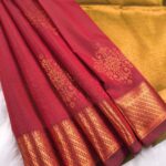 Elegant Red Soft Silk Saree with Golden Pallu and Rich Border