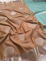 Elegant Beige Soft Silk Saree with Silver Zari Border and Aqua Pallu - Image 2