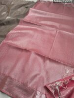 Elegant Taupe Soft Silk Saree with Silver Zari Border and Pink Pallu - Image 3