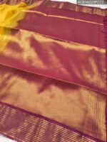Majestic Mustard Soft Silk Saree with Rich Purple Zari Border - Image 3