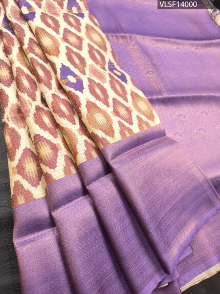 Lavender Coloured Fancy Silk Saree with Abstract Motifs and Rich Pallu