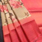 Peach Coloured Fancy Silk Saree with Floral Motifs and Elegant Border