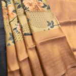 Peach Coloured Fancy Silk Saree with Floral Motifs and Elegant Border