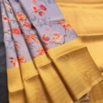 Lavender Coloured Fancy Silk Saree with Floral Motifs and Rich Zari Border