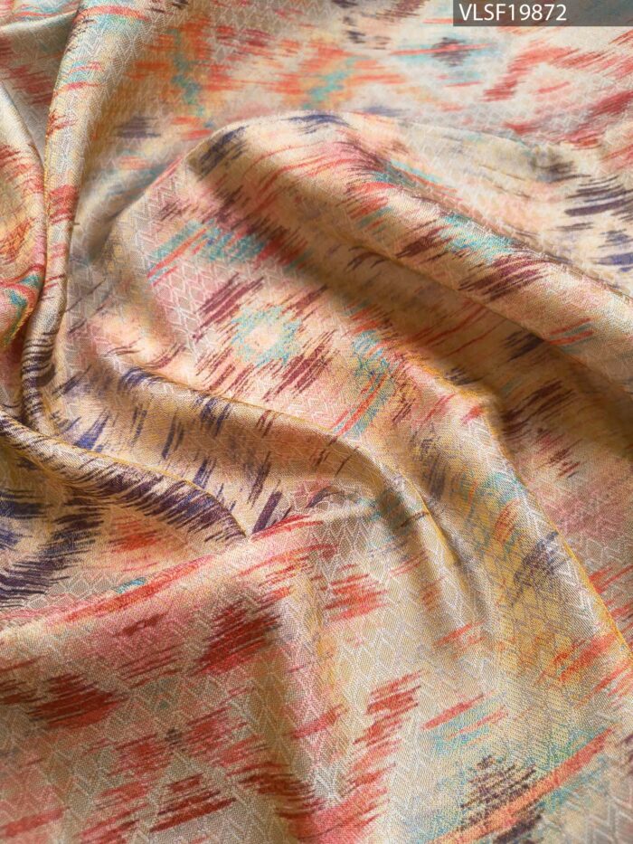 Peach Coloured Fancy Silk Saree with Ikat Pattern and Intricate Zari Woven Border - Image 2