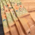 Peach Coloured Fancy Silk Saree with Floral Motifs and Rich Pallu