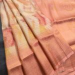 Peach Coloured Fancy Silk Saree with Abstract Motifs and Intricate Border